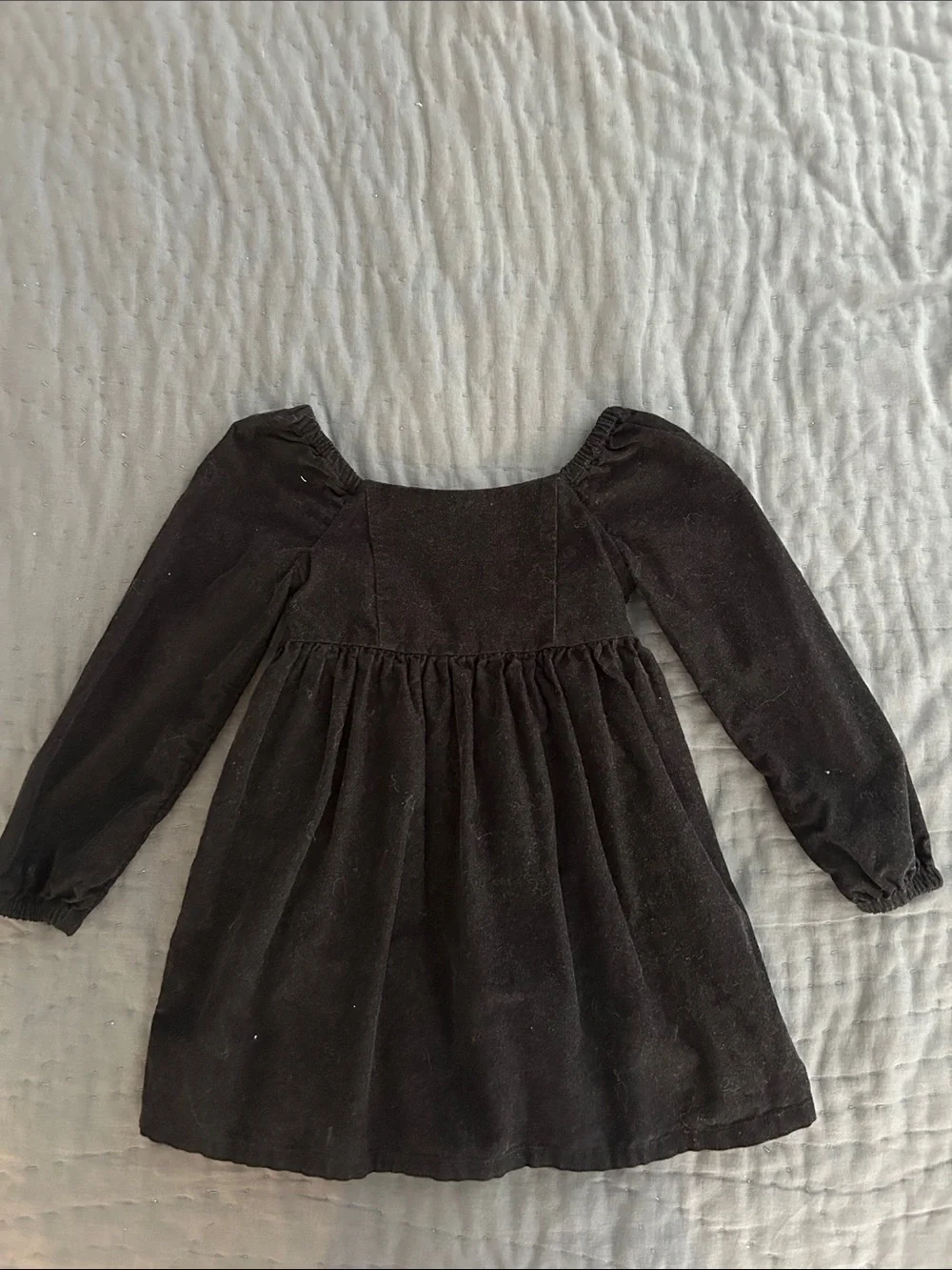 GAP Black Velvet Long-Sleeve Square-Neck Girls Dress